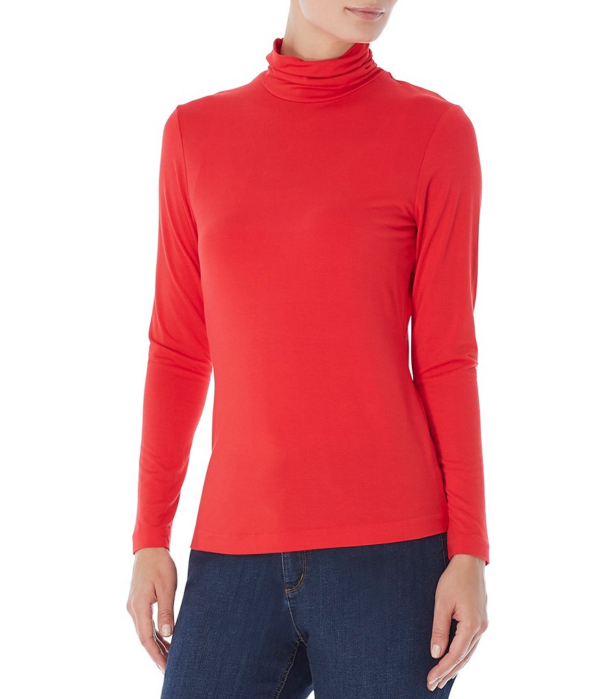 Jones New York Knit Jersey Turtleneck Long Sleeve Top