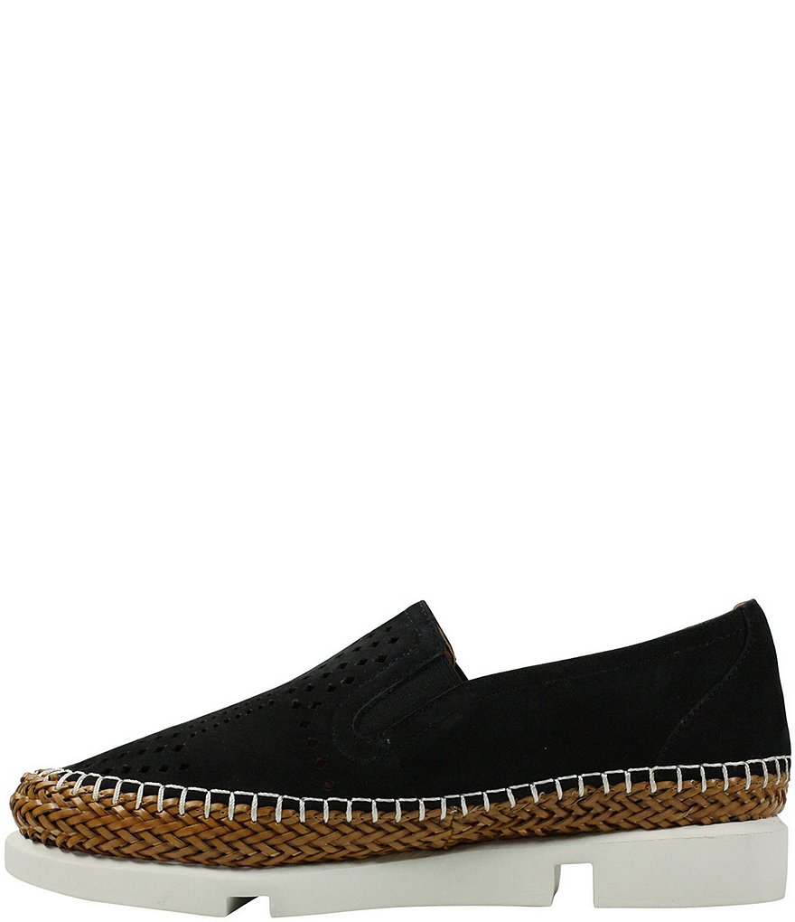 L'Amour Des Pieds Perforated Suede Stazzema Flatform Slip-Ons