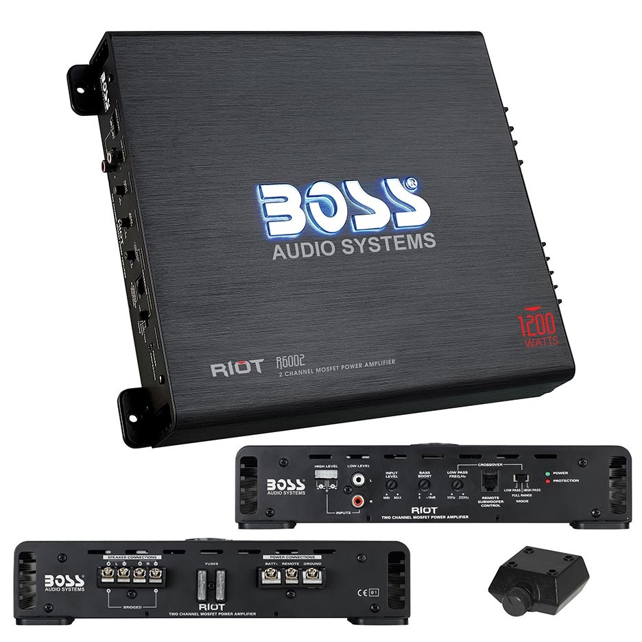 New Boss R6002 Riot 2Ch Car Audio Amplifier Amp 1200W 2 Channel W/ Remote