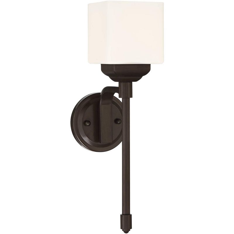 John Timberland Denna 18" High Black Finish White Glass Wall Sconce