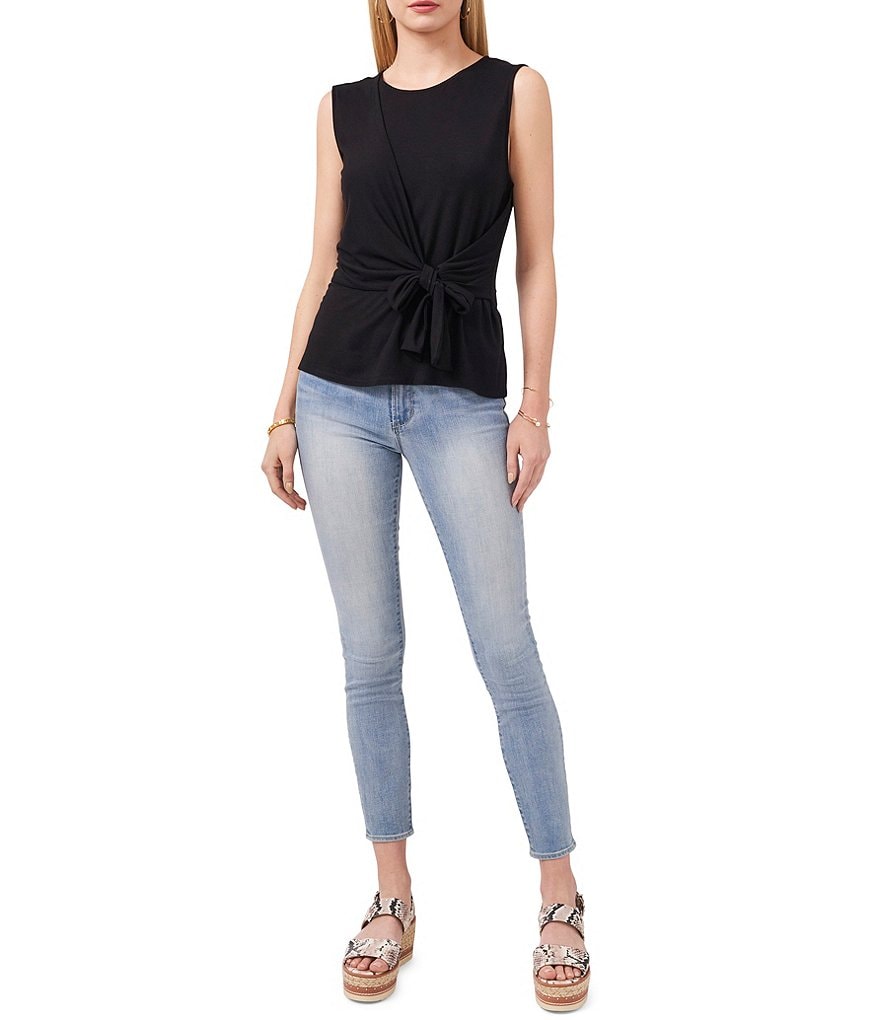 Vince Camuto Crew Neck Sleeveless Knot Front Knit Top