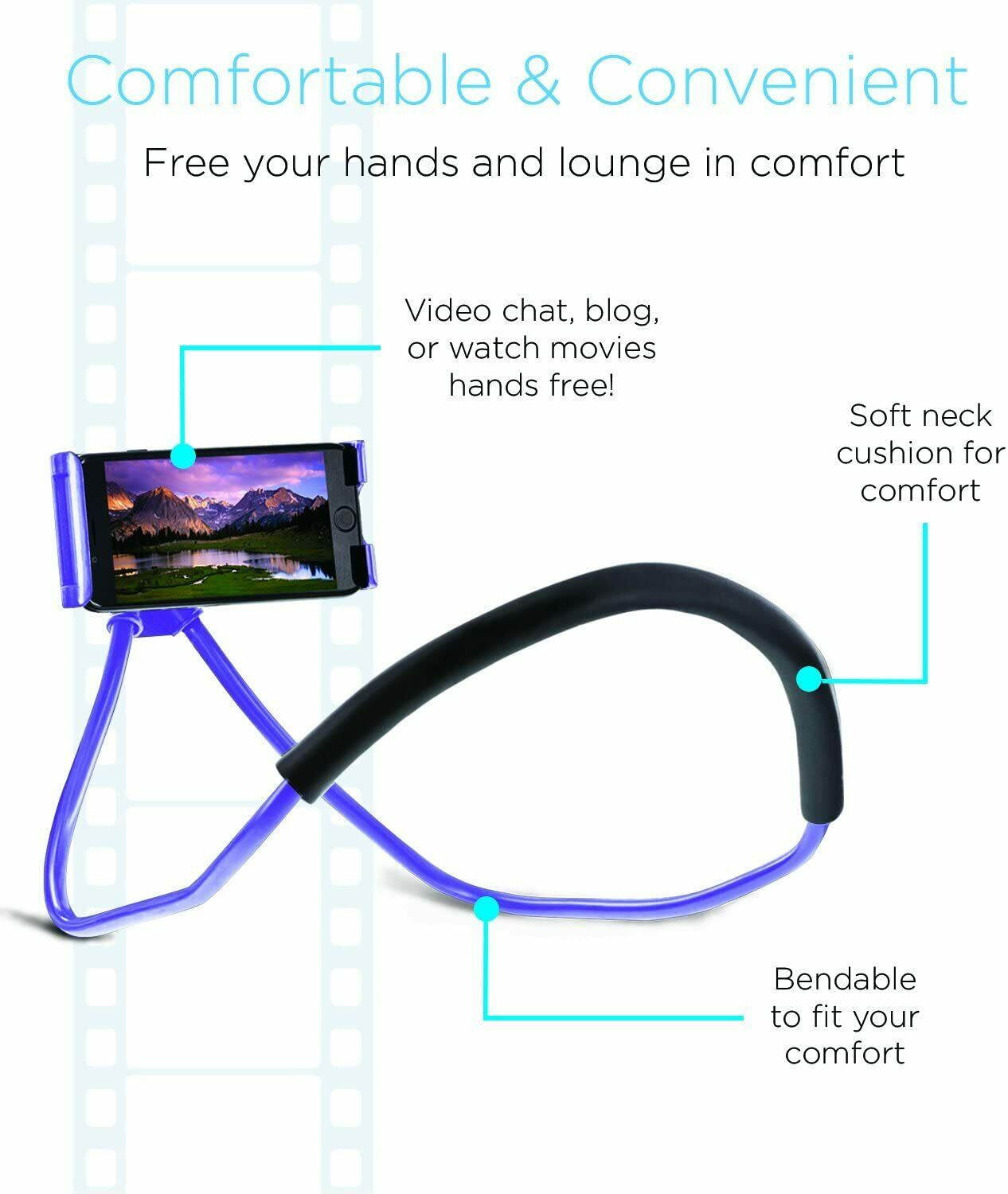 Aduro Lounger Cell Phone Mount Holder for Neck, Universal Smartphone Lazy Stand