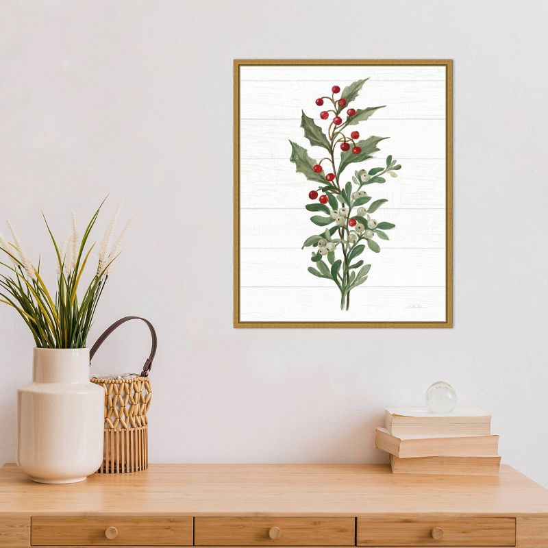 16" x 20" Christmas Moments V Holly by Silvia Vassileva Framed Canvas Wall Art - Amanti Art