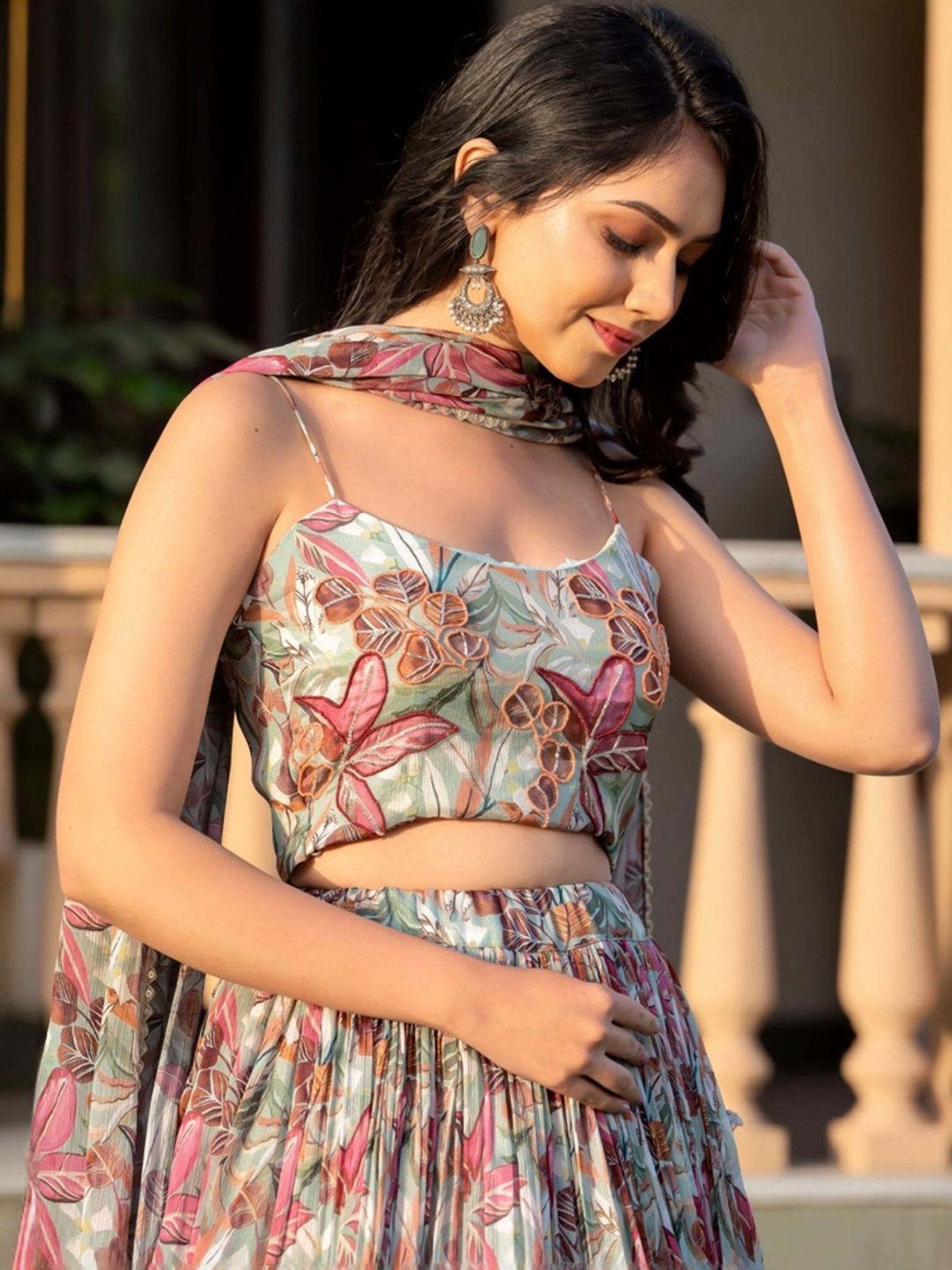 HOUSE OF JAMOTI Multicolored Printed Lehenga Choli Set With Dupatta