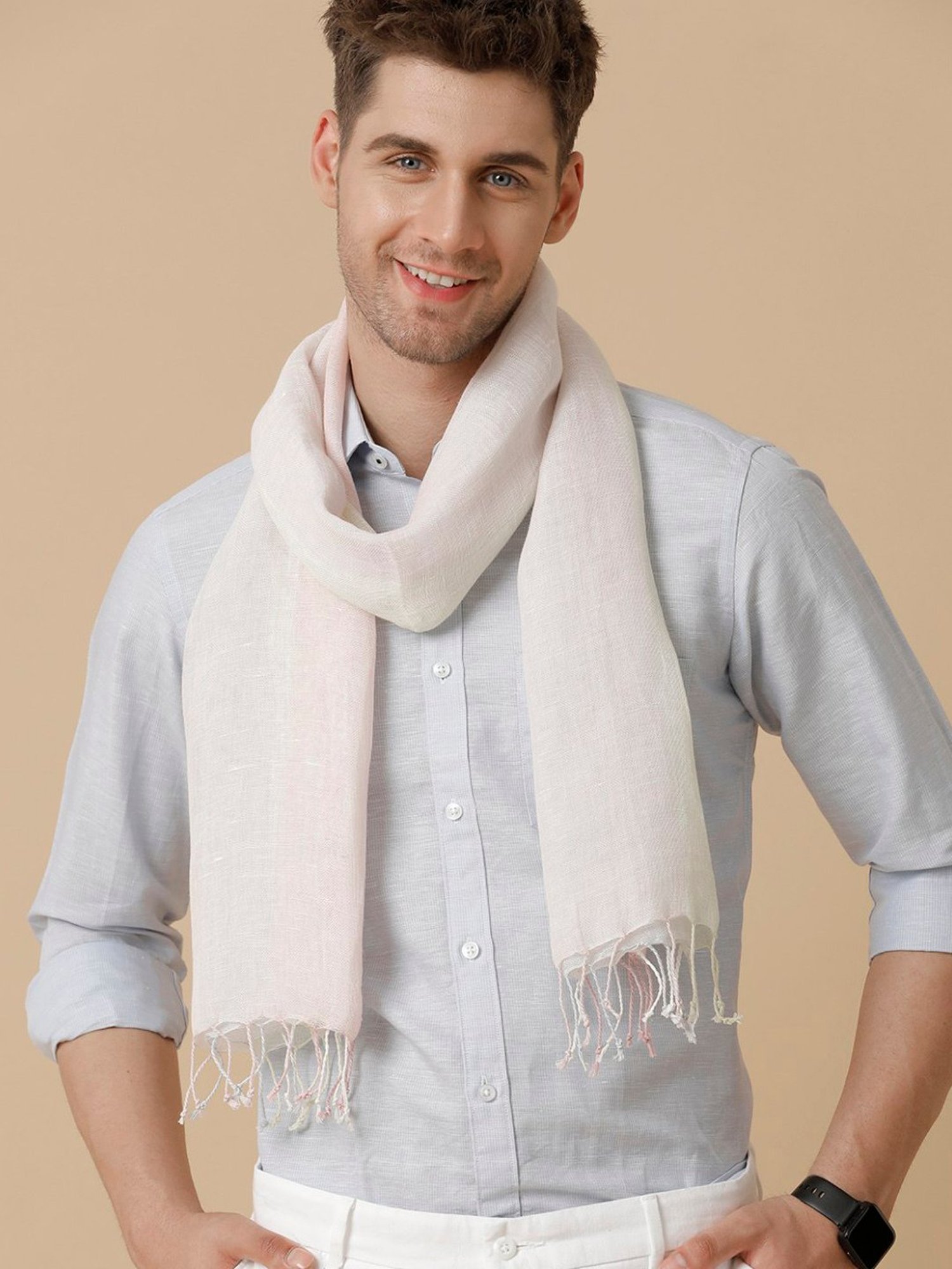 Linen Club Pink Solid  Stole
