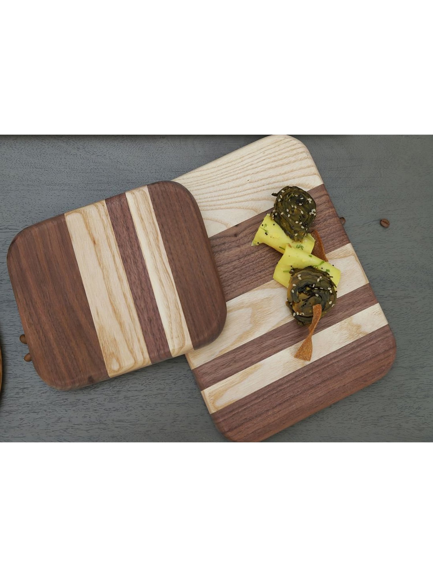 ICRAFT Majestic Cream & Brown Ash Wood Platter - Set of 1