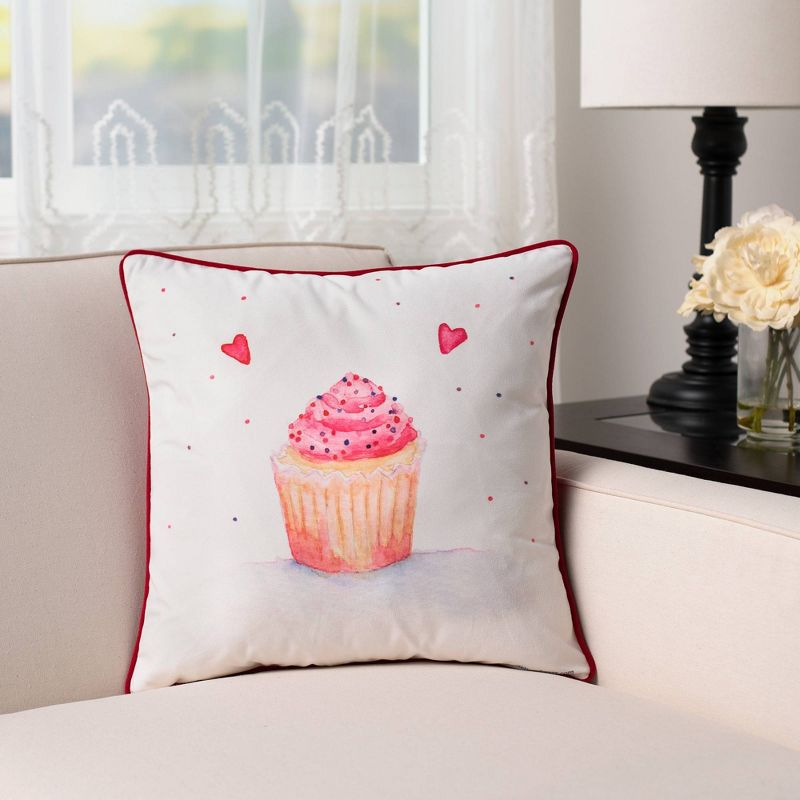 17"x17" Sweet Cupcake Square Throw Pillow - Sure Fit