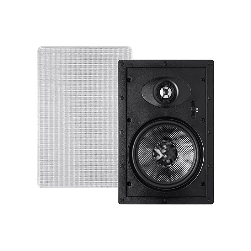 2Way Carbon Fiber inWall Speakers 65in Pair with Paintable Magnetic Grille Alpha Series