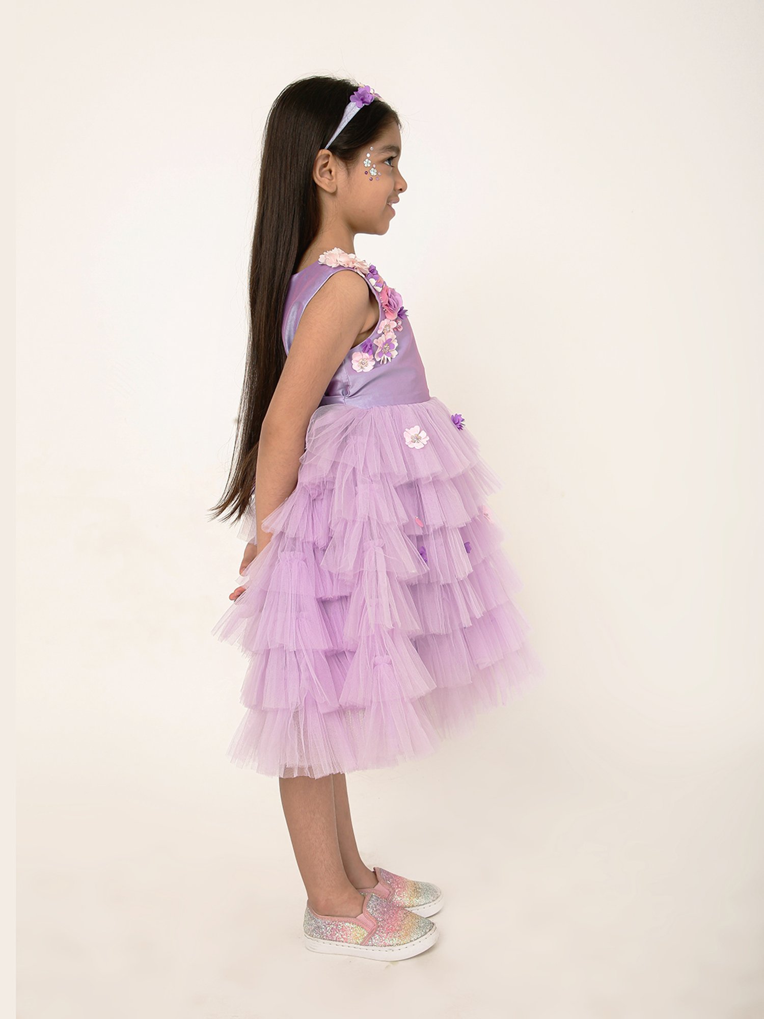 A Little Fable Girls Lavender Applique Dress