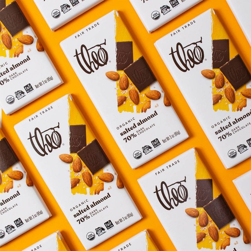 Theo Organic Salted Almond 70% Dark Chocolate Bar - 3oz