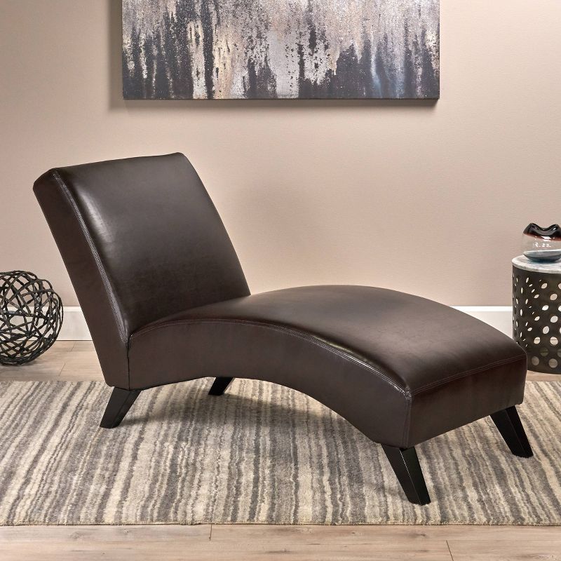 Fortas Mid-Century Modern Fabric Chaise Lounge Gray/Dark Walnut - Christopher Knight Home
