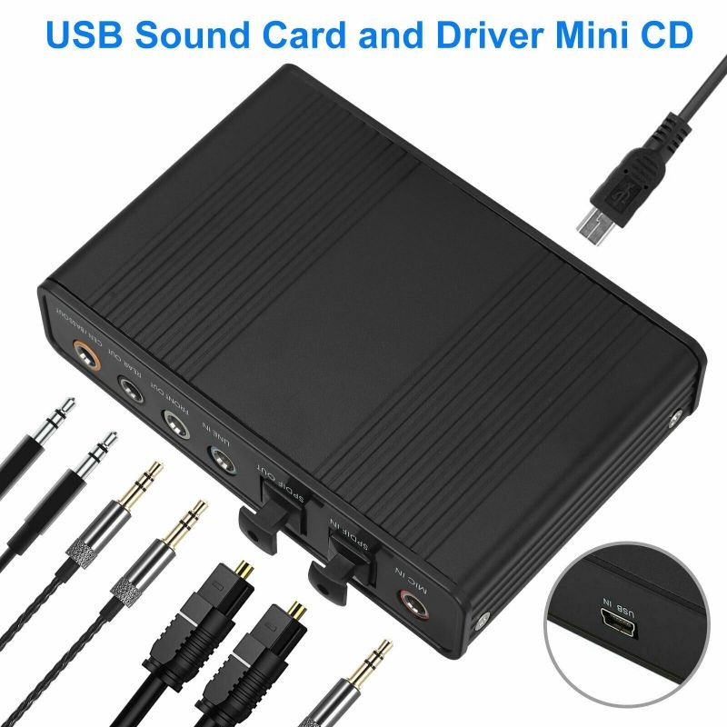 6 Channel 5.1 Optical SPDIF Sound Card USB Audio Output Adapter External for PC