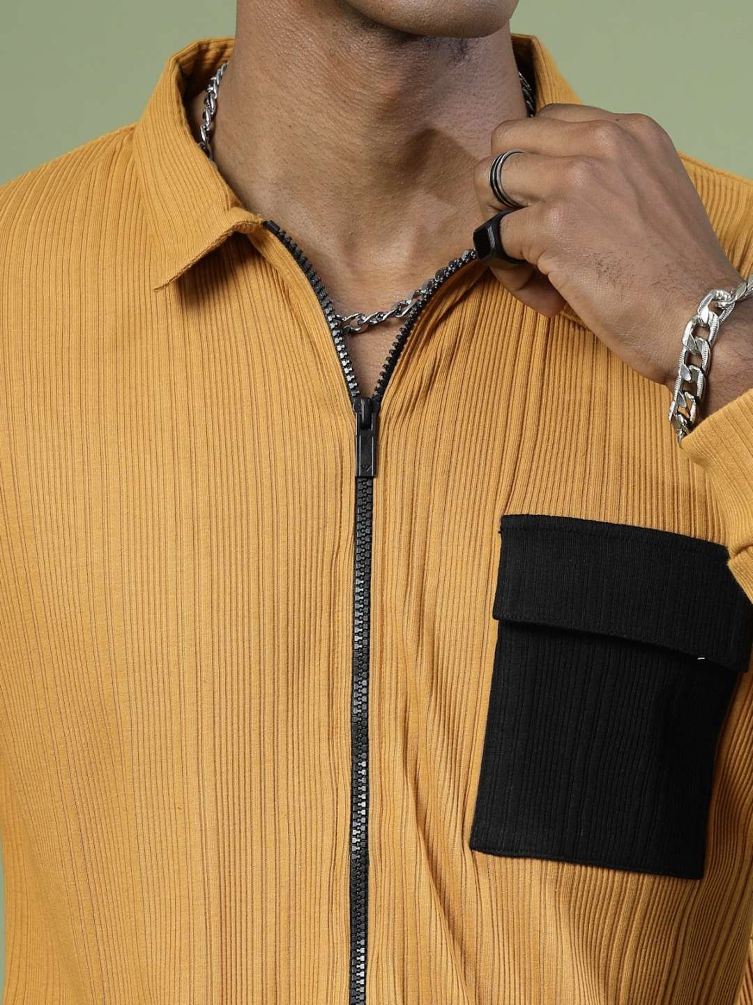 Rigo Light Brown Cotton Relaxed Fit Striped Polo T-Shirt