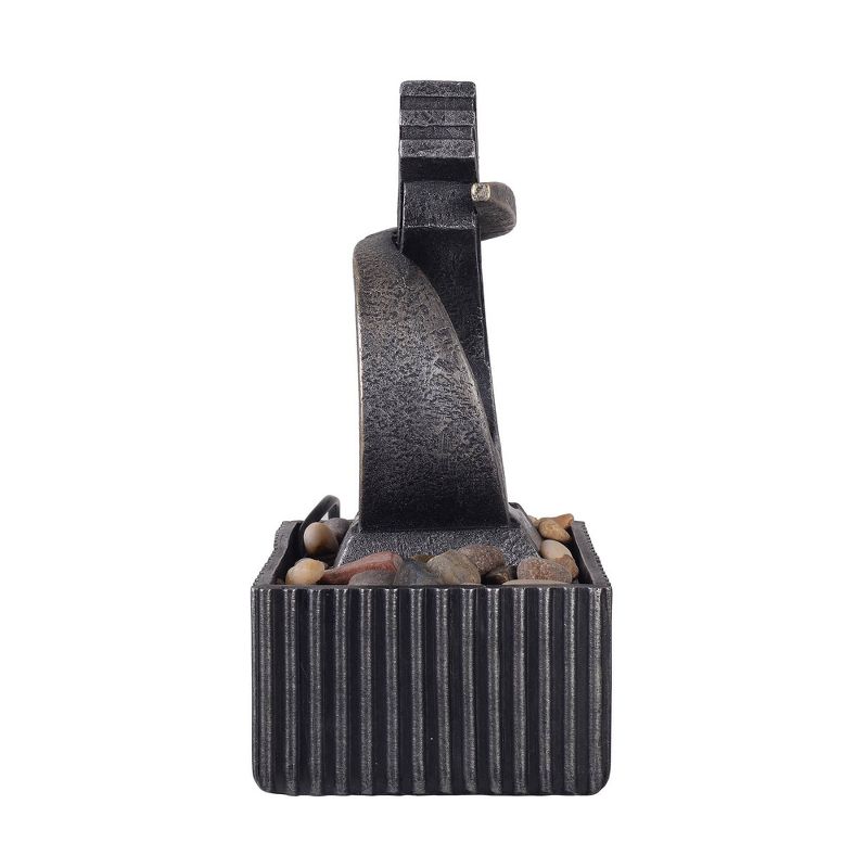 8" Tabletop Fountain with LED Lights Gray/Bronze - Peaktop