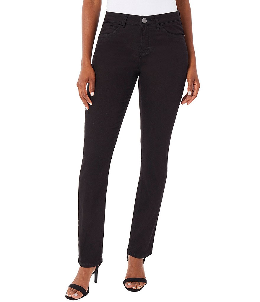 Ming Wang Stretch Denim Mid Rise Straight Leg Jean