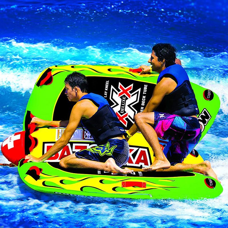 WOW Watersports 13-1010 Big Bazooka Steerable 1 to 4 Person Inflatable River Lake Towable Tube Float with 10 Double Webbing Handles