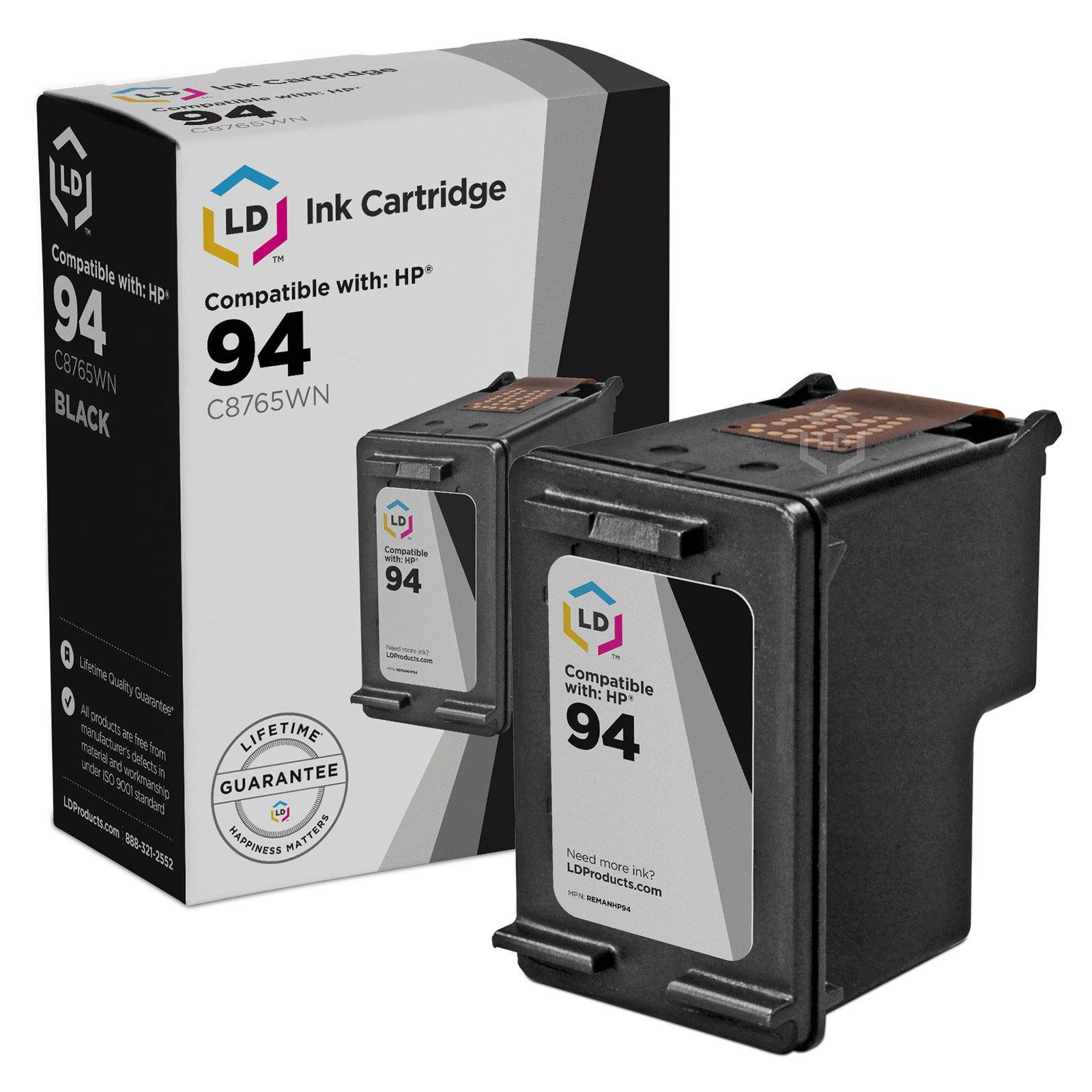 LD &copy; Remanufactured Replacement Ink Cartridge for Hewlett Packard C8765WN (HP 94) Black (9 Pack) + Free 20 Pack of Brand 4x6 Photo Paper