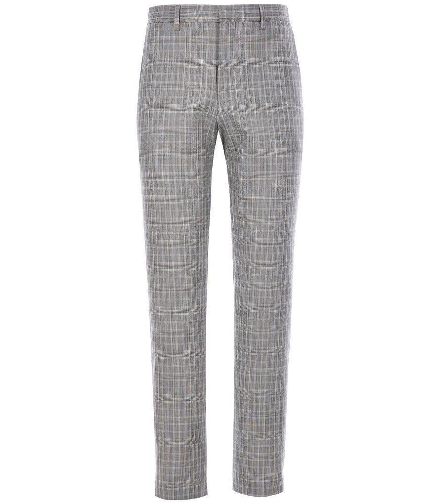 Murano Evan Extra Slim-Fit Flat-Front Slub Plaid Dress Pants