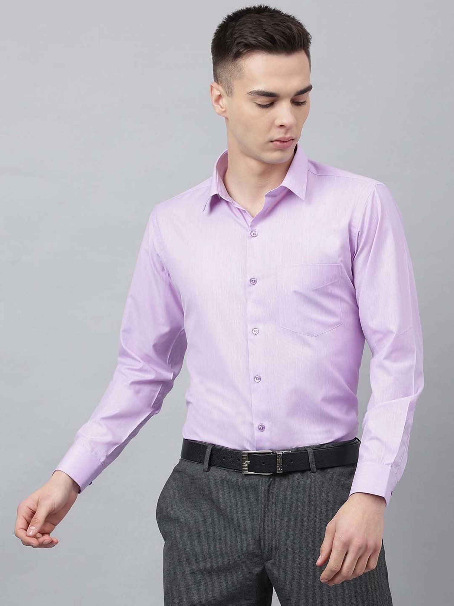 English Navy Lavender Slim Fit Shirt
