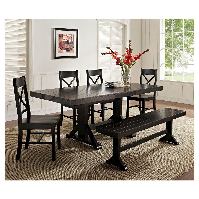 Wood Extendable Dining Table Antique Black - Saracina Home