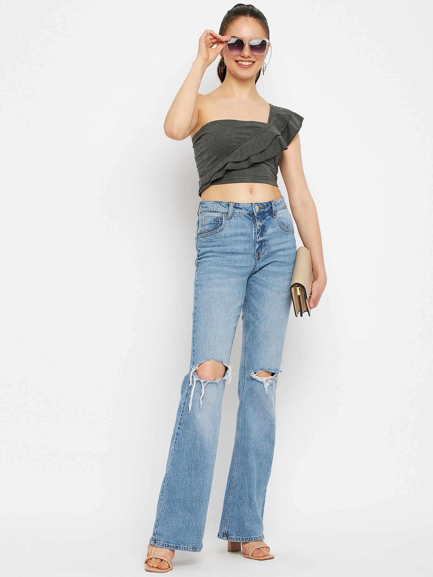 BRINNS Dark Grey Cotton Crop Top
