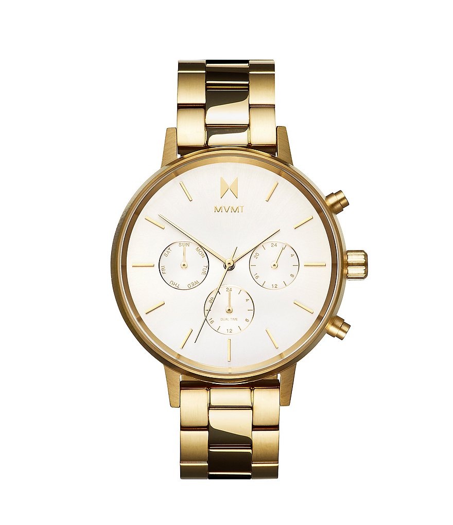 MVMT Nova Collection Solis Goldtone Multifunction Bracelet Watch