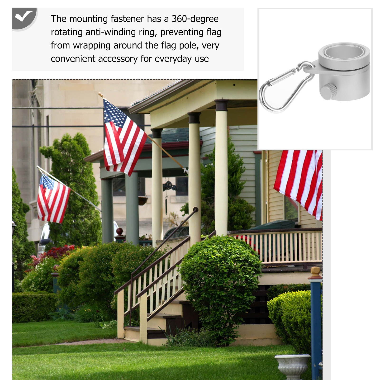 2Pcs Durable Useful Practical Flag Fasteners Flagpole Mounting Rings Flag Pole Parts