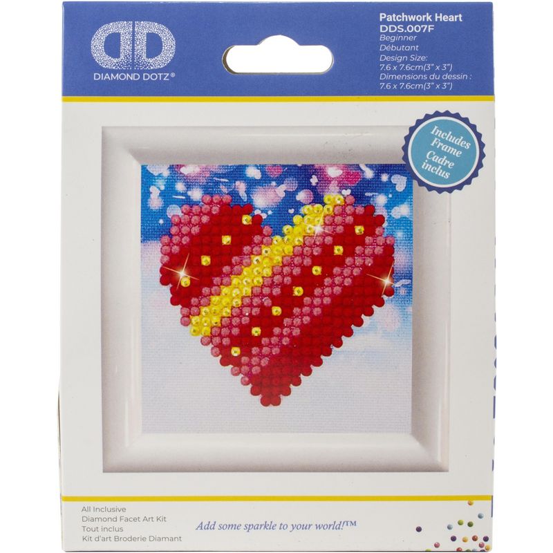 Diamond Dotz Diamond Embroidery Facet Art Kit 2.8"X2.8"-Patchwork Heart W/Frame