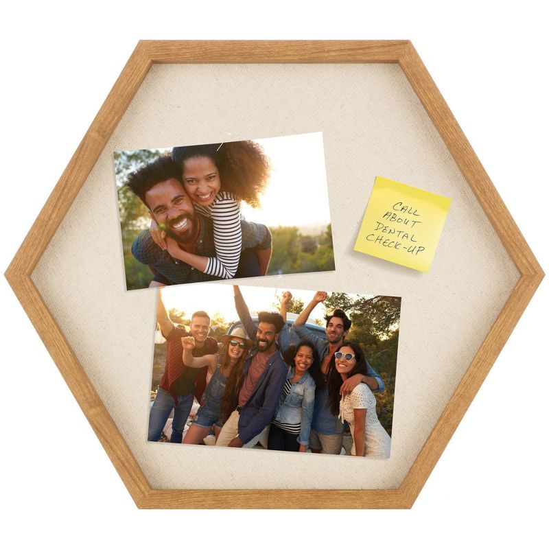 3pc Wood Hexagon Dry Erase Chalkboard/Pinboard Wall Organizer Set Natural - Gallery Solutions