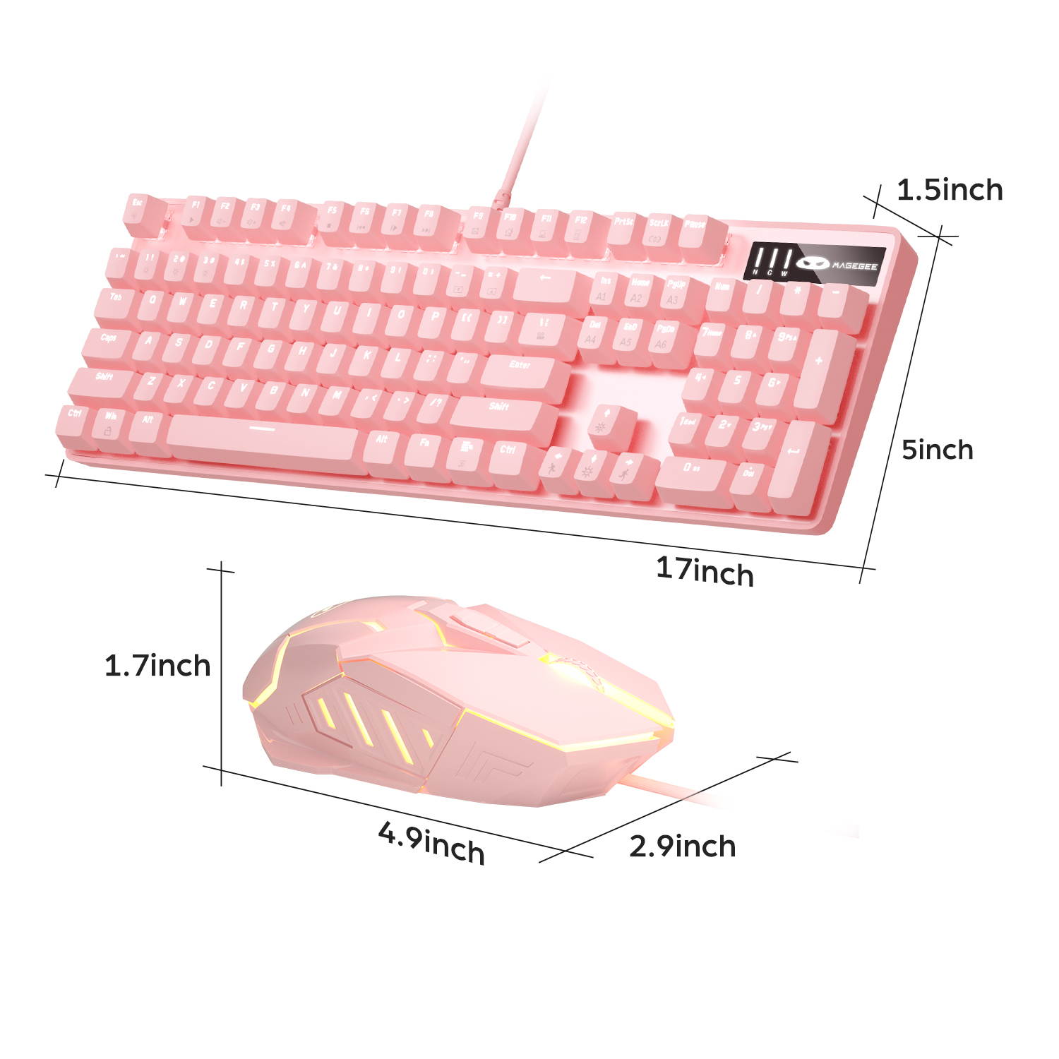 Mechanical Gaming Keyboard and Mouse Combo, MageGee MK-Storm 104 Keys Rainbow Backlit Keyboards, Black Switches, 7 Button Mouse Wired for PC Gamer Computer Laptop