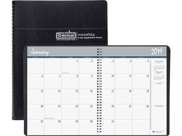 House of Doolittle 2620-02 Monthly Calendar Planner 2 Year Black 8-1/2 x 11 Inches
