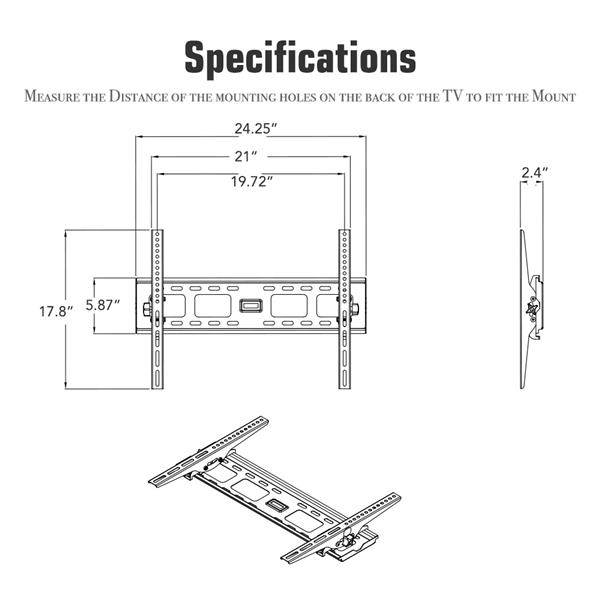 LEADZM TMW600 32-70" Flat Tilting TV Wall Mount with Spirit Level