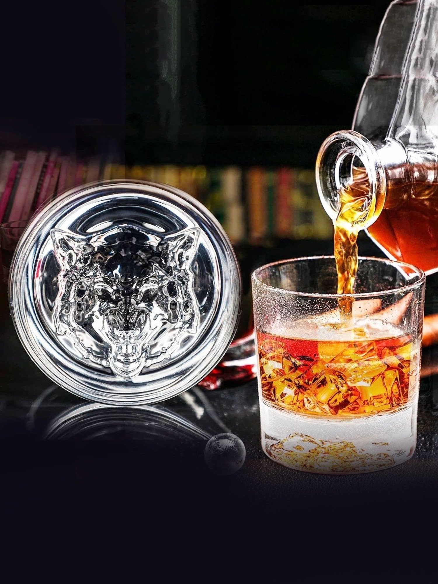 Melbify Wolf Transparent Whiskey Glass 300ml - Set of 2