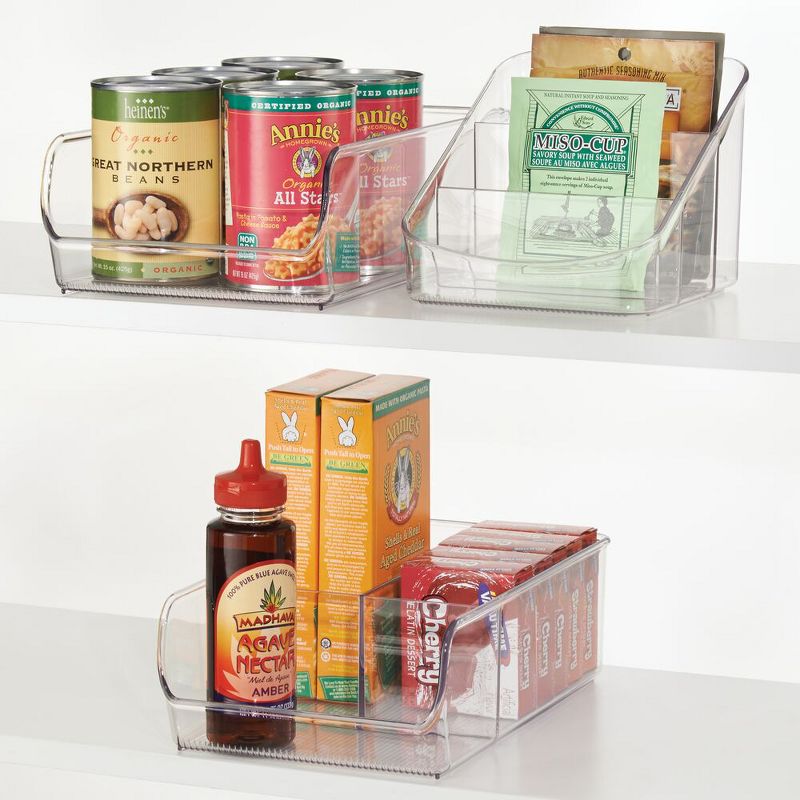 mDesign Plastic Kitchen Food Storage Organizer Bin Combo - Set of 3 - Clear
