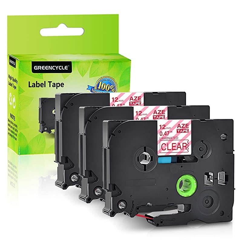 Compatible for Brother TZE132 TZe132 TZ132 12mm 047 Inch Red on Clear Label Tape for PTouch PTD210 PTH110 PTD400 PTD600 Labeling Makers 3 Pack