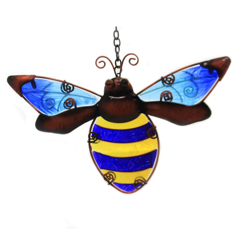 Home Decor 10.0" Bee Sun Catcher Hand Painted  -  Stained Glass And Suncatchers