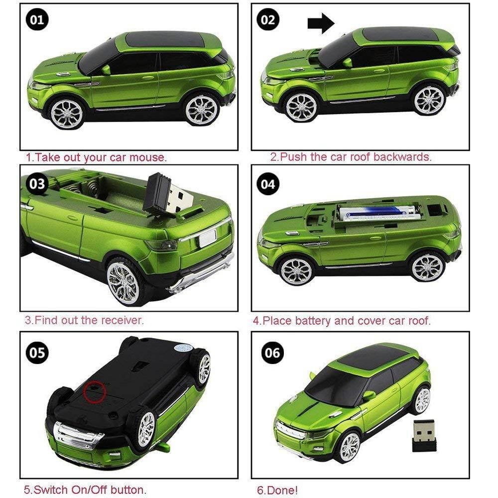 CHUYI 2.4GHz Wireless Mouse Cool Sport SUV Car Shape Optical Mouse 1600DPI SUV Gaming Mice with USB Receiver for PC Computer Laptop (Black)