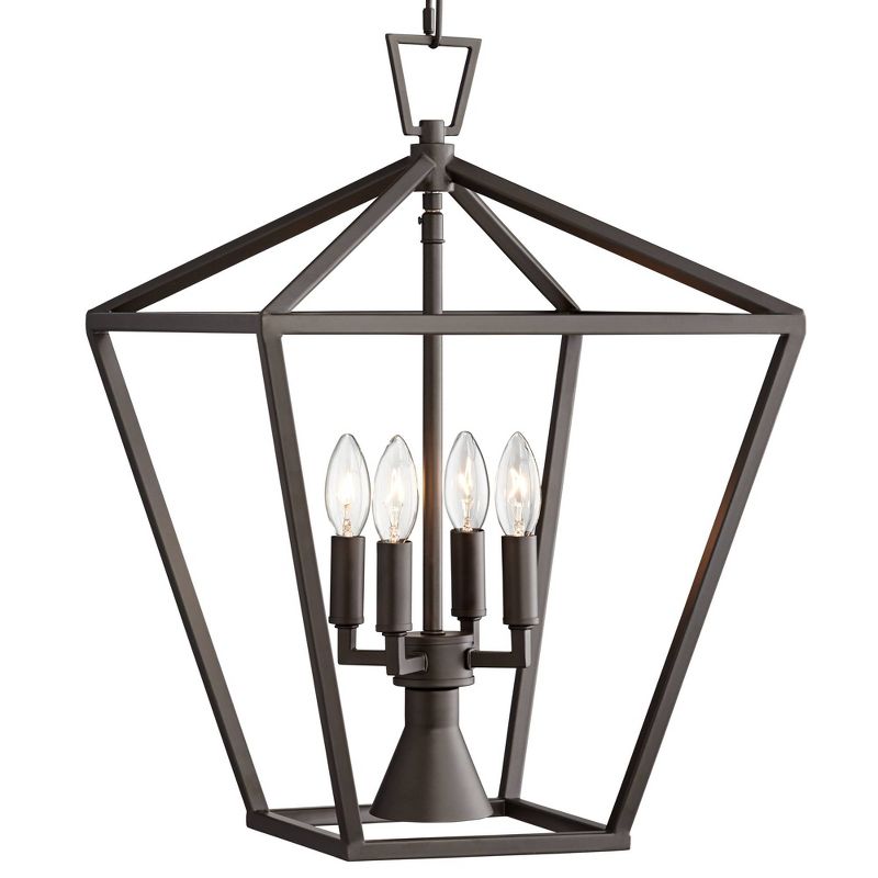 Franklin Iron Works Bronze Open Frame Foyer Pendant Chandelier 19 3/4" Wide Farmhouse 5-Light Fixture Dining Room House Entryway