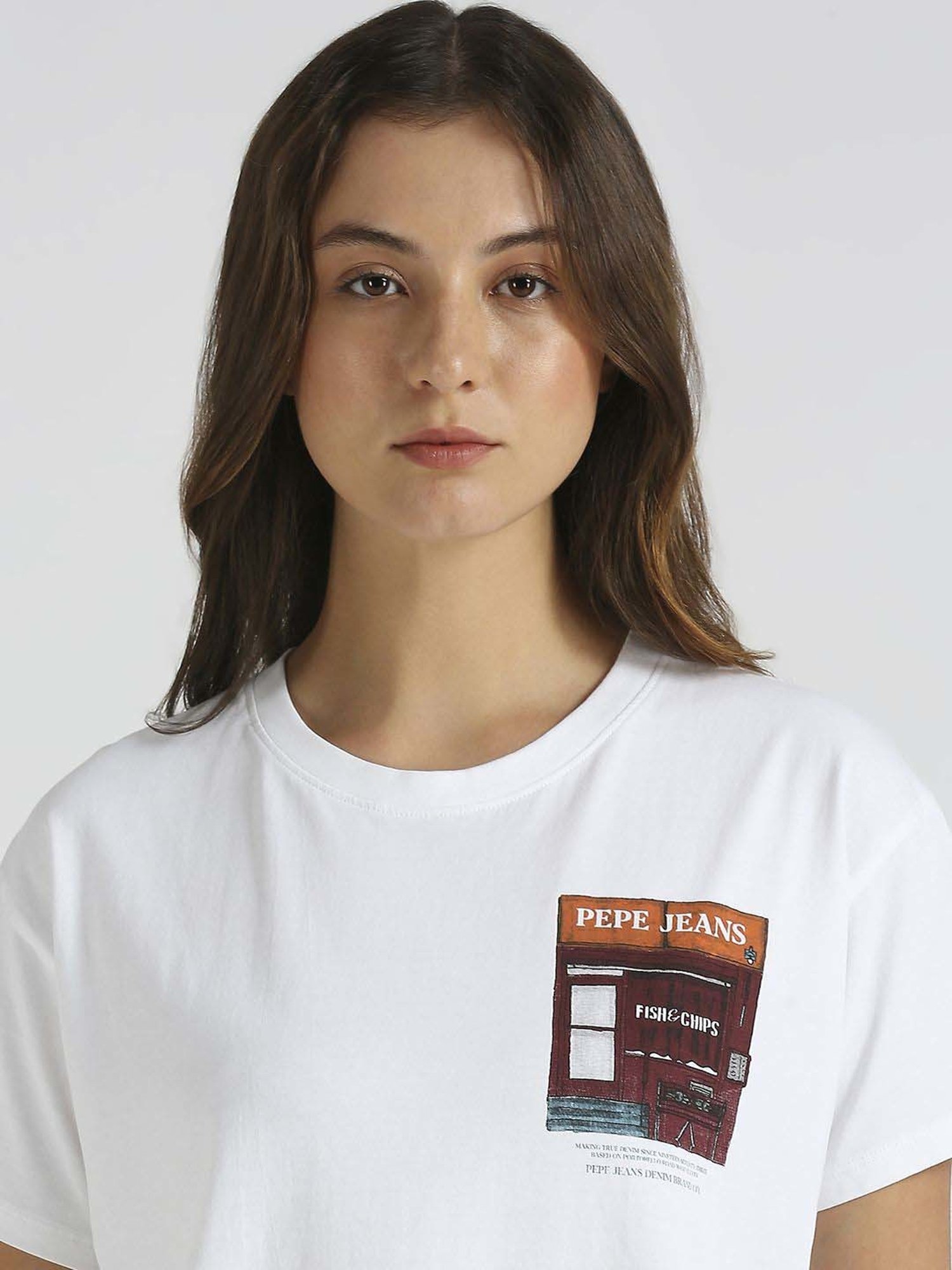 Pepe Jeans White Cotton Printed T-Shirt