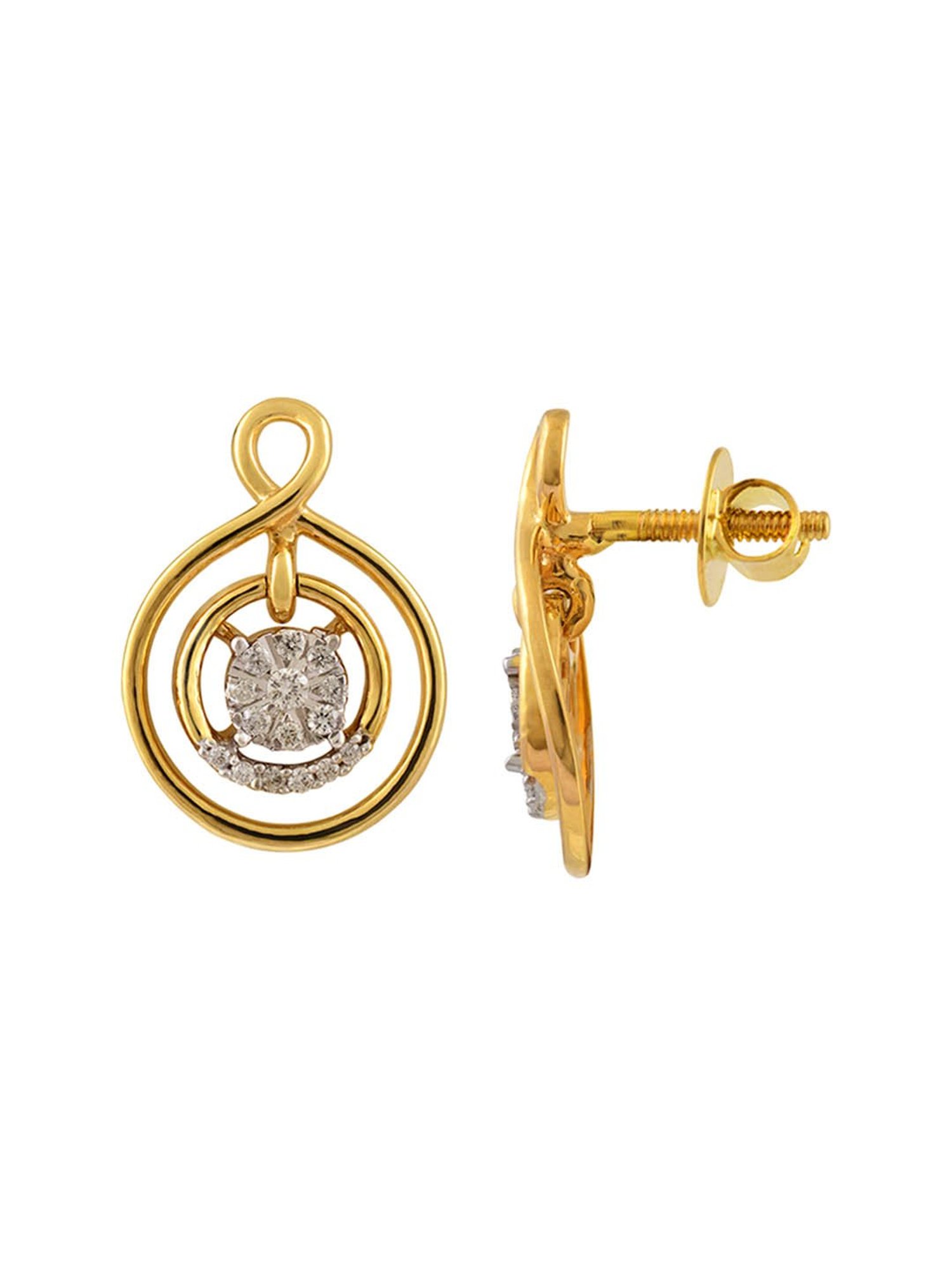 Waman Hari Pethe Jewellers 18k Gold & Diamond Earrings