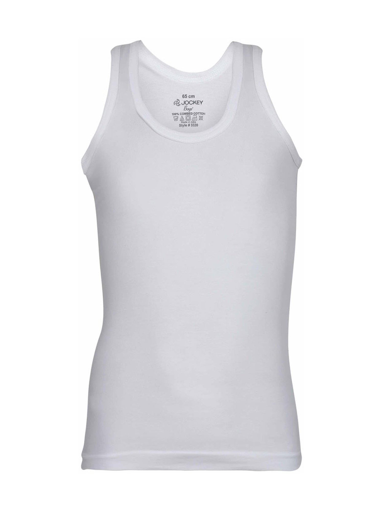 Jockey Kids White Cotton Vests - Pack of 2