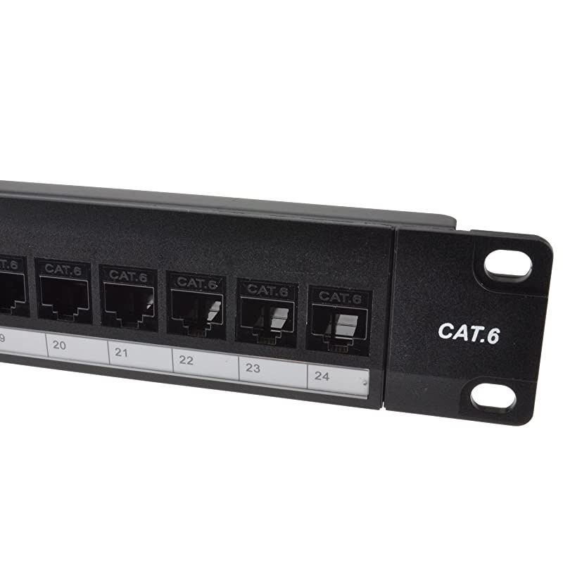 24 Port RJ45 CAT6 Gigabit Through Coupler Patch Panel with Back Bar