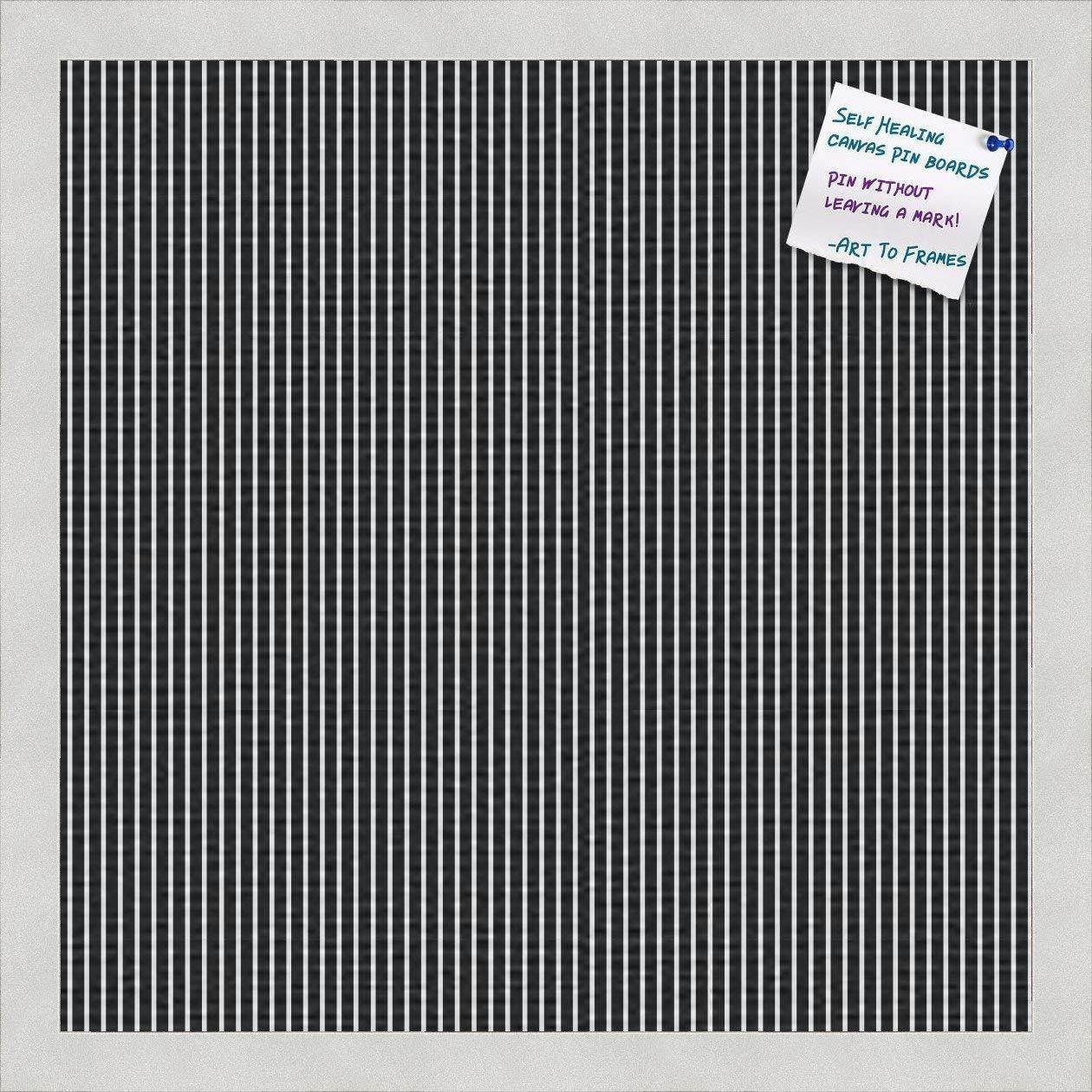 PinPix decorative pin cork bulletin board made from self-healing canvas, Pin-Striped Pattern printed at 16x16 Inches and framed in Satin White Frame(WOM59504)