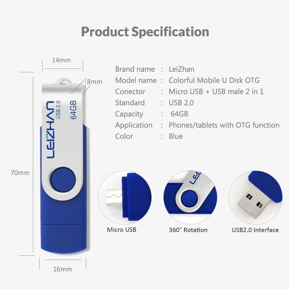 Flash Drive 128gb Thumb Drive Micro Phone Pendrive USB 2.0 OTG Pen Drive Android Memory Stick Blue Jump Drive