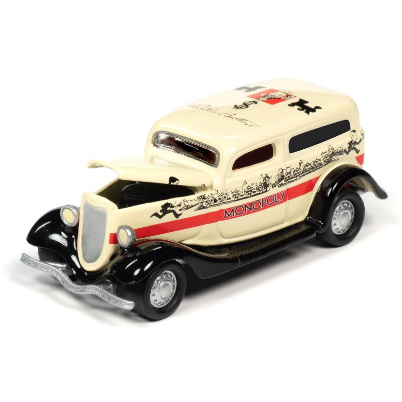 1933 Ford Panel Delivery Truck Yellow & Game Token "Monopoly 85th Anniversary" 1/64 Diecast Model Car by Johnny Lightning