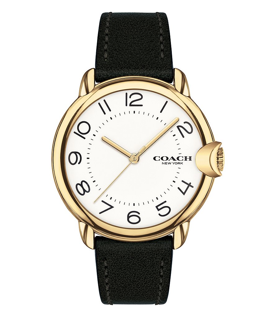 COACH Arden Black Leather Strap Watch