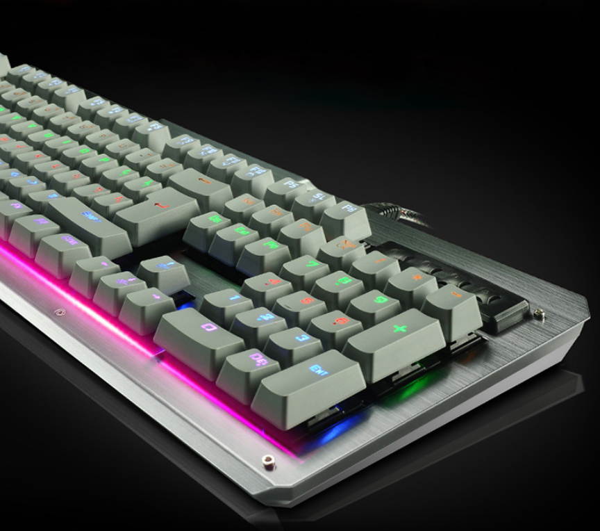 K26 Blacklit Mechanical Gaming Keyboard with Blue Switches - 104 Keys Wired USB Keyboard with 8 Color LED- Anti-ghosting Keys