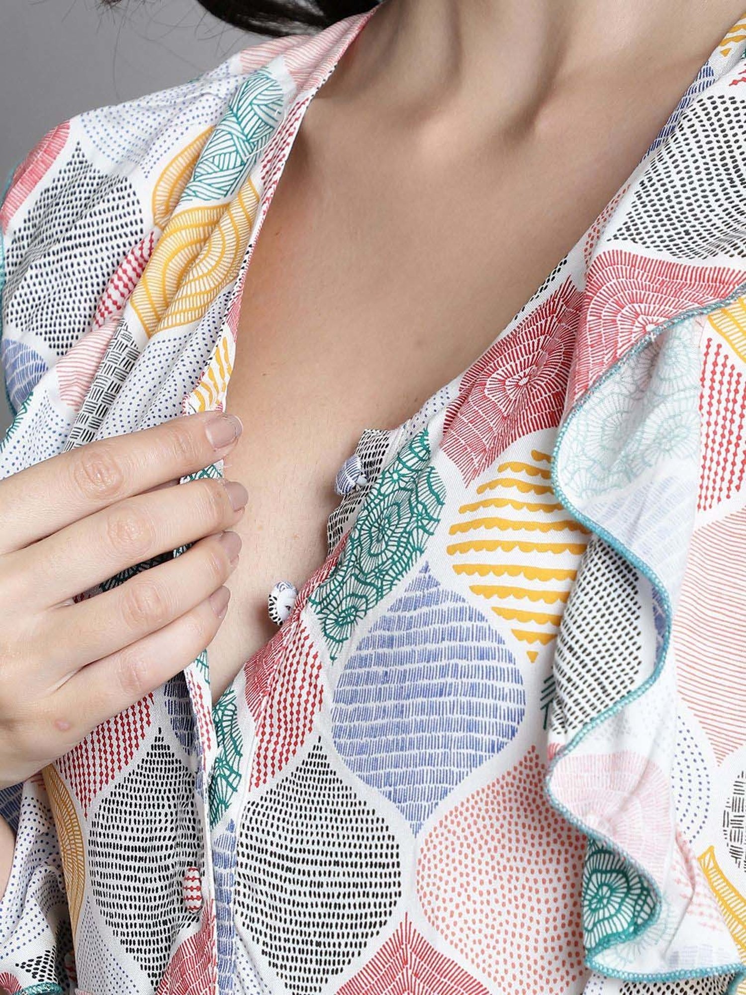 Moms Maternity White Printed Maternity Dress