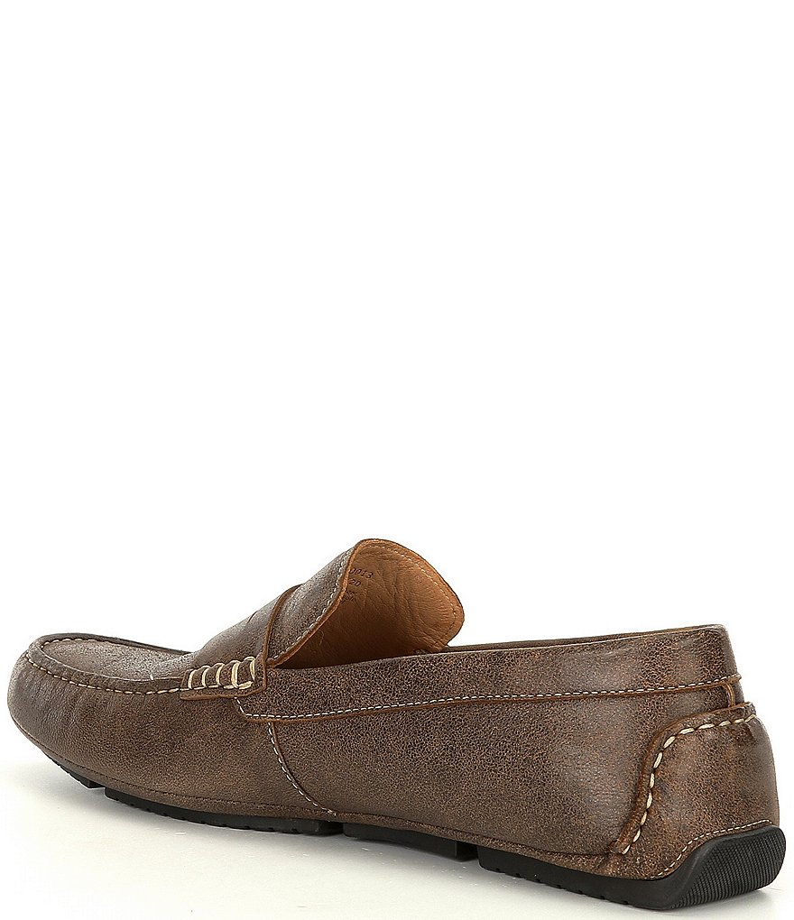 Flag LTD. Men's Morgan Distressed Vintage Leather Penny Loafer Moccasins