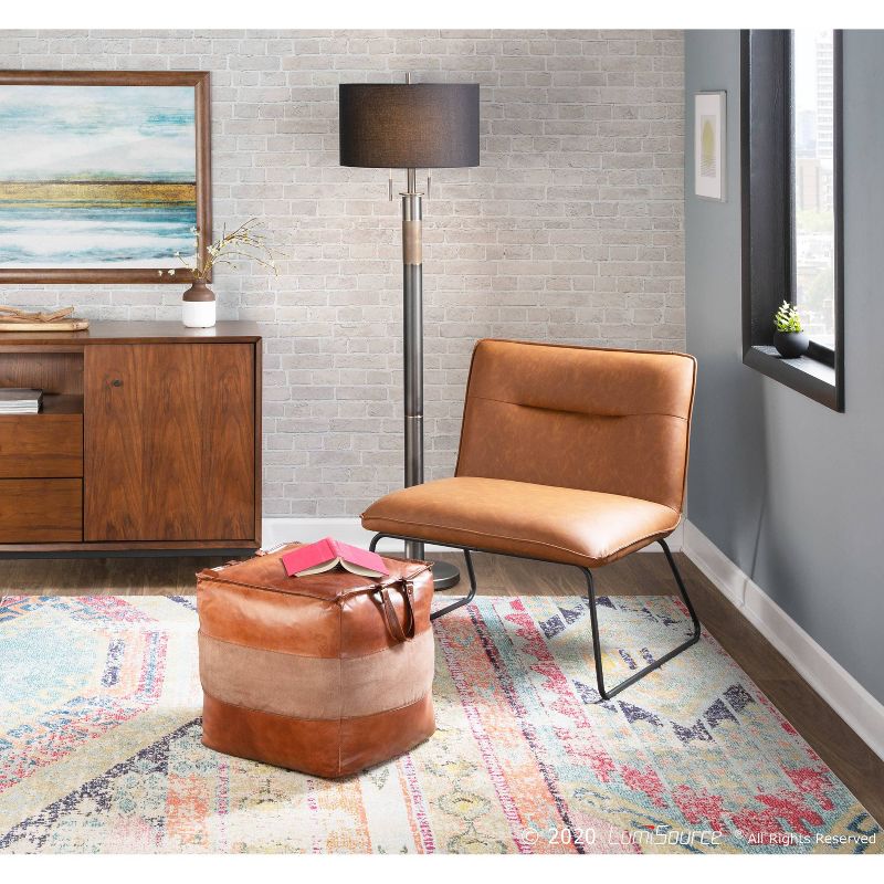 Trophy Industrial Floor Lamp with Gun Metal Linen Shade Black (Includes LED Light Bulb) - LumiSource